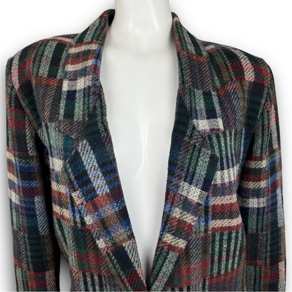 WILLOW RIDGE 90s Vintage Patchwork Plaid Blazer Academia Preppy Grannycore - Picture 4 of 16